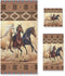 PATINISA Boho Bath Towels Set of 3,Azetc Ethnic Style Western Horse,Decoractive Bathroom Towels