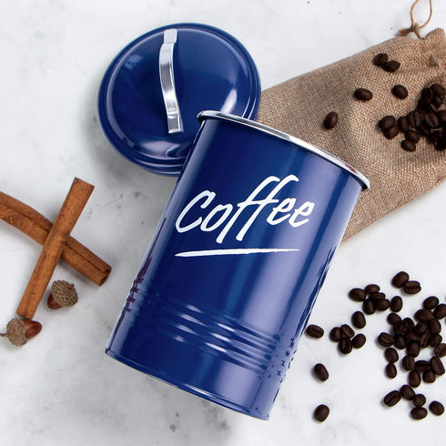 Hillbond Canister Sets, Navy Blue Food Storage Containers, Carbon Steel with Powder Coated Decorative Jars Set