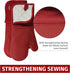 Klex Extra Long Silicone Oven Mitts, 932°F Heat Resistance with Quilted Cotton Liner, 2 Piece Set, 15 inch, Red