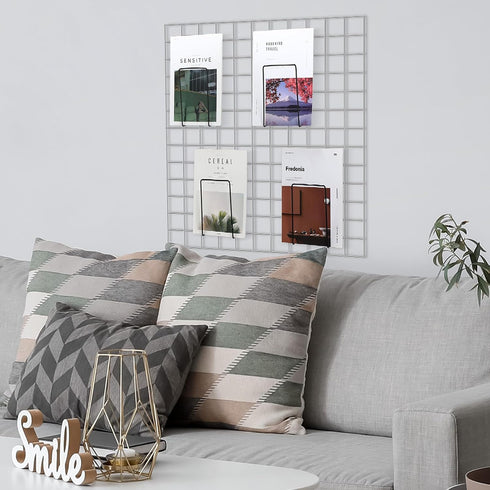 MorningRo 8 Pack Wall Grid Panel Accessories Gridwall Shelf Metal Wire Magazine Holder Literature Display Book Mail