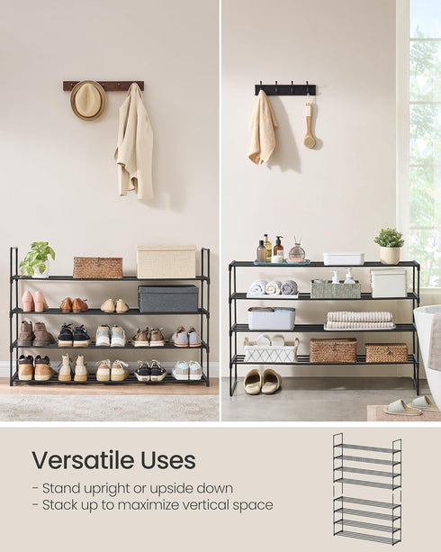 4-Tier 25-30 11.8 46.1 28.4 Inches, ULSA034B01 SONGMICS Shoe Rack, Shoe Organizer, Metal Storage Shelf, Upright