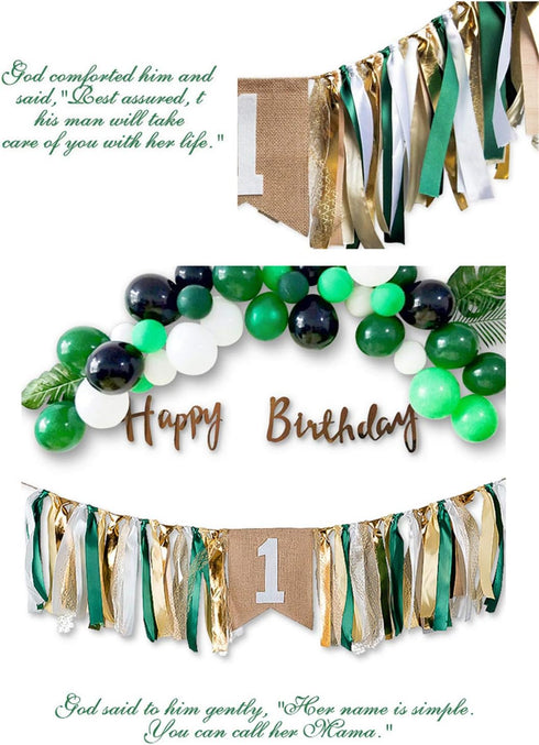 1st Field Green Style Highchair Banner Baby Girls Boys Birthday Party High Chair Bunting Garland Decoration (Grassland
