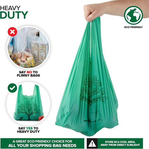 200 Pack Thank You Bags Disposable Grocery T Shirt Bags with Handles for Supermarket Groceries Produce Shopping Trash