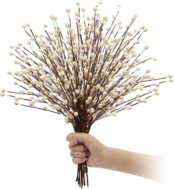 NBGV Winter Decorations 12Pcs Artificial Berry Stems White Berry Picks for Christmas