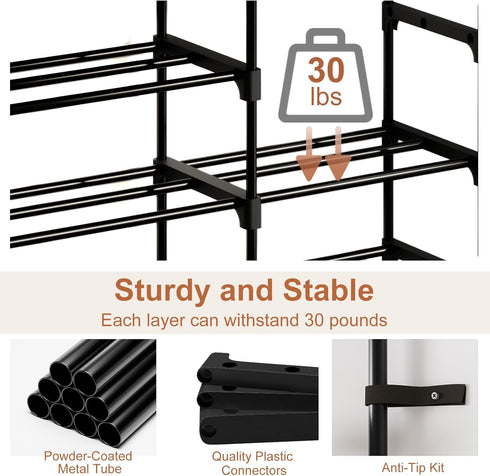 6 2 20-24 Closet Shoe Rack, Tier Shoe Rack Organizer with Large Drawers, Shoe Storage for Pairs, Sturdy Metal Shoe