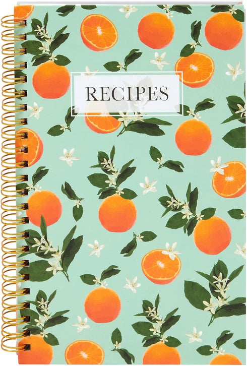 Blank Recipe Book: 120 Pages, 8 Sections, Floral and Orange Theme, Laminated Hardcover (5.5 x 8.5 In)