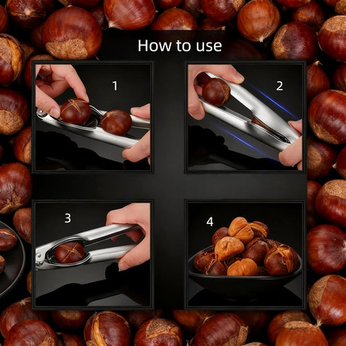 Geettcaifu 430 Protable Multifunction Nutcracker, Chestnut Clip, Stainless Steel Chestnut Cutter Tool, Pistachio, Nut