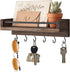 Mkono Small Rustic Wood Key Holder for Wall, 9.5" x 3.5" x 2.5", Decorative Display Keys Hanger Organizer with 6 Hooks