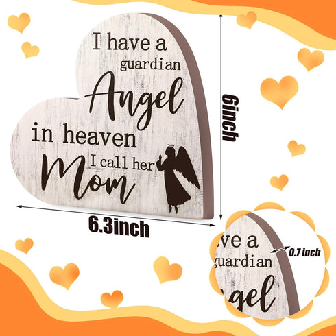 Jetec Bereavement Gift Sympathy Memorial Decor, Wooden Heart Shaped Sign for Loss of Mother