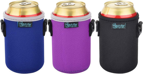 Beautyflier Neoprene Can Sleeve with Adjustable Shoulder Strap for 12 Ounce Energy Drink, Beer Can Holder