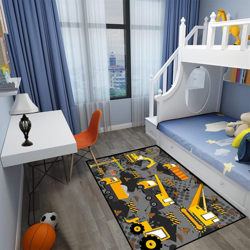 3'4' Construction Rugs for Boys Room Play Mat for Cars and Trucks PlayMat Kids Rugs for Playroom Car Carpet for Kids