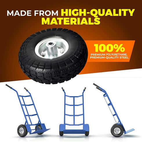 (2-Pack) 10-Inch 4.10/3.50-4" 5/8" 2.2" Offset Wheelbarrow, AR-PRO Solid Rubber Tire Wheels - Replacement Flat Free