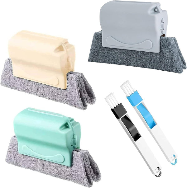 5Pcs Magic Window Cleaning Brush Set, Crevice Cleaning Tool for Window Groove, Track, and Corner Cleaning