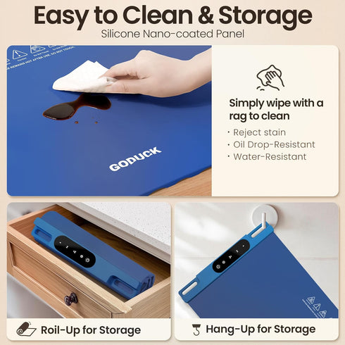 3 Food Warming Mat, Roll Up Electric Warming Tray, Graphene Heating Film Fast Full Surface Heating Mat with Level