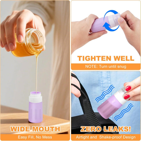 4Pcs 2 Oz Condiment Squeeze Bottles for Sauces, Leakproof Salad Dressing Container to Go, Small Silicone Squeeze