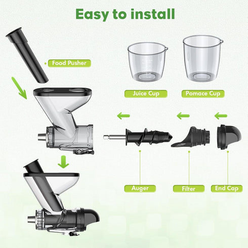 Masticating Juicer Attachment for KitchenAid Mixer, Cold Press Juicer Accessories with Dual Feed Chute