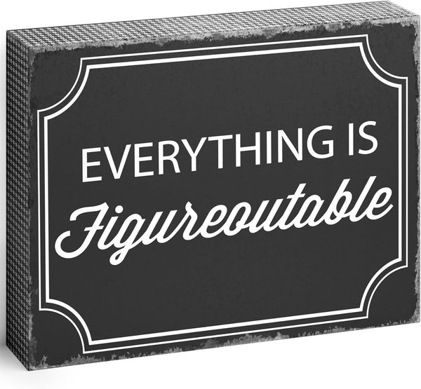 Barnyard Designs Wooden Box Sign, Motivational Desk Decor for Women, Inspirational Bathroom Shelf Decoration