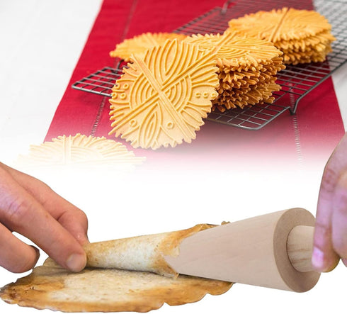 Wood Cone Roller, Pizzelle Roller, Krumkake Ice Cream Cone Mold, Natural Waffle Cone Pastry Tool for Baking