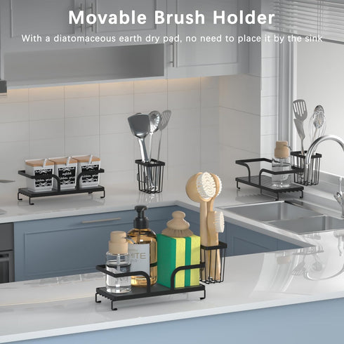 Uninol 9.7" 4.2"x 3.2" Organization,2PCS Sponge Holder for Kitchen Sink,Sink Caddy Organizers with Stone Drying Tray