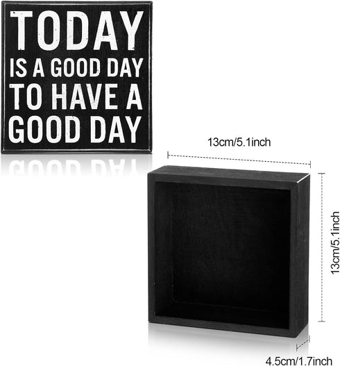 Positive Wood Sign Desk Decor 5x5 Inch, Today Is a Good Day to Have a Good Day, Motivational Gift for Home Office