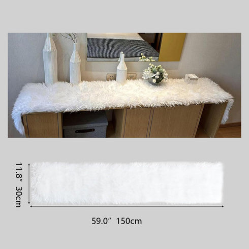 Decor(11.8 59.0 Inch) Faux Fur Table Runner, White Fur Table Runner for Christmas Winter Decor, Luxury Soft Table