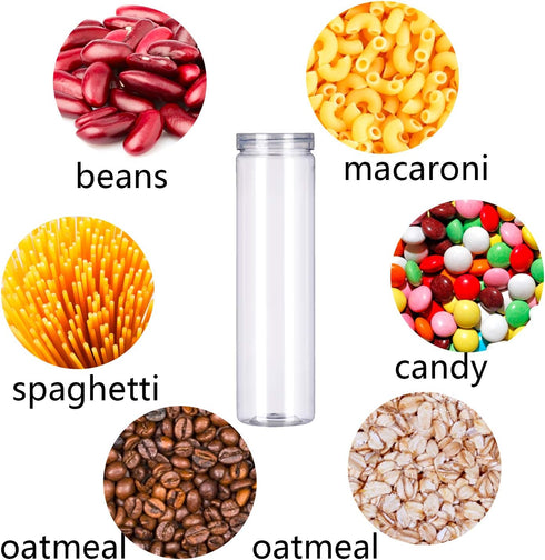 FEOOWV Set of 3Pcs Clear Plastic Food Storage Jar with Lid, Round Transparent Container for Spaghetti, 2.1" Diameter
