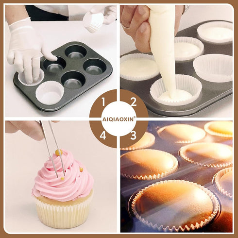 500pcs Standard White Cupcake Liners, Food Grade Non-Stick Greaseproof Muffin Wrappers by Bake Choice