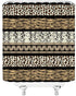 Brown Leopard Print Shower Curtain, 70x70 Inch, Geometric Stripes Patchwork Creative Art Bathroom Decor with Hooks