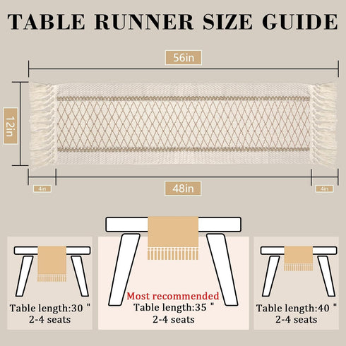 Summer 48 Inches yuboo Boho Table Runner, Rustic Farmhouse Table Runners Short Dresser Runners for Bedroom, Small