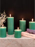 CANDWAX Set of 3 Rustic Unscented 3x3 Pillar Candles - No Drip Green Candles for Home Decor