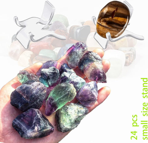 24 PCS Small Rock Display Stand, Crystal Holder Easels for Minerals, Rocks, Crystals, Geodes, Wedding Decor