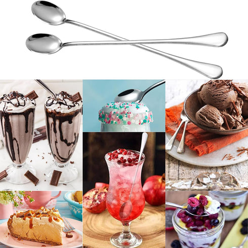 Long Handle Iced Tea Spoon, 9-inch Stainless Steel Cocktail Mixing Stirrers Spoon, Coffee Spoon, Ice Cream Spoon for