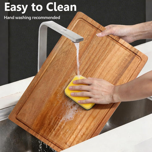 Set 3, (Set 3) Acacia Wood Cutting Boards for Kitchen of Chopping Board with Holder, with Deep Juice Groove Grip