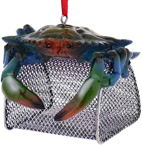 Kurt Adler Blue Crab with Wire Cage Ornament