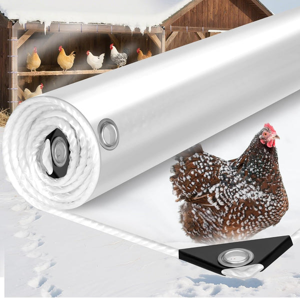 PJT 16Mil Chicken Coop Covers for Winter,6x10ft Thicken Clear Winterizing Insulation Vinyl Tarp
