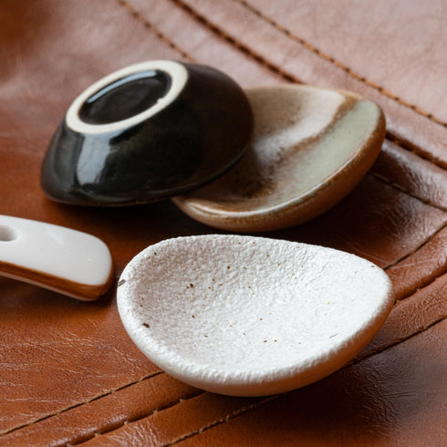 louyebh 3PCS Counter (Orbicular-2) Small Ceramic Spoon Rest for Coffee Tea Spoon Kitchen Dining Table Decor, Stable