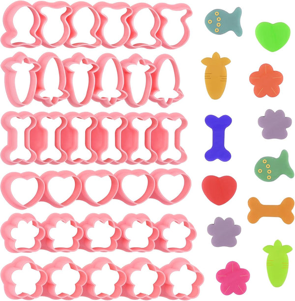 Mini Cookie Cutters Set of 6 - Goldfish, Dog Bone, Paw, Heart, Flower, Carrot for Mini Cookies & Pet Snacks