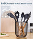 Large Utensil Holder for Kitchen Counter - Farmhouse Utensil Caddy, Spatula Holder (Metal+Bamboo-1)