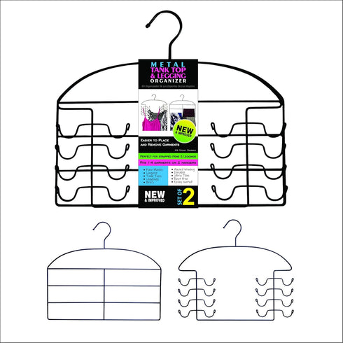 DR. ORGANIZER Leggings/Yoga Pants & Tank Top Closet Organizer Hanger, 2 Piece Set, Black