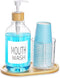 Mouthwash Dispenser with Cup Holder, Plastic Mouth Wash Pump Bottle with Tray
