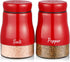 Bivvclaz Red Salt and Pepper Shakers Set, 5 oz Dispenser with Glass Bottom, Cute Kitchen Decor and Accessories