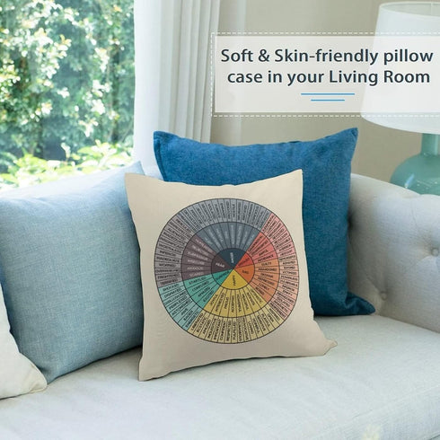 Wheel of Emotions Feelings Velvet Throw Pillow Covers Cozy Square Pillowcases Home Decor for Bed Couch Sofa Therapy Office Living Room Cushion Covers Counselor Physical Therapist Gifts 16"x16" by FUIWTTR