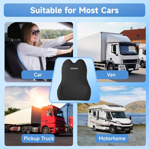 Teemour Lumbar Support Pillow for Car Truck Accessories Memory Foam Back Cushion for Driving Seat Lower Back Support