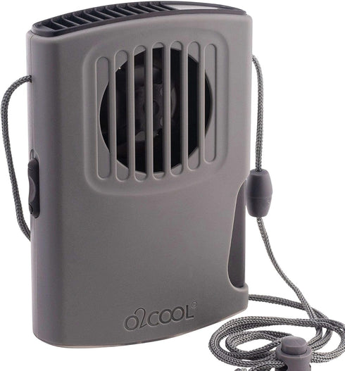 O2COOL Deluxe Personal Travel Misting Neck Fan, Battery Powered, Single Pack (Gray)