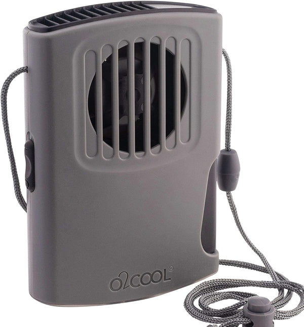 O2COOL Deluxe Personal Travel Misting Neck Fan, Battery Powered, Single Pack (Gray)