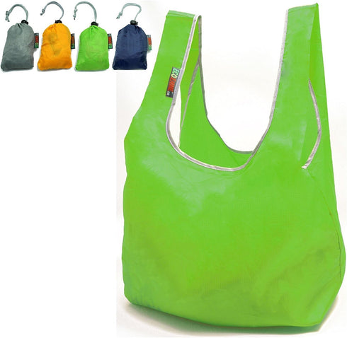 Ripstop Nylon Reusable Grocery Bag, Shopping Bag RBS041 (Gray-Orange-Green-Navy)