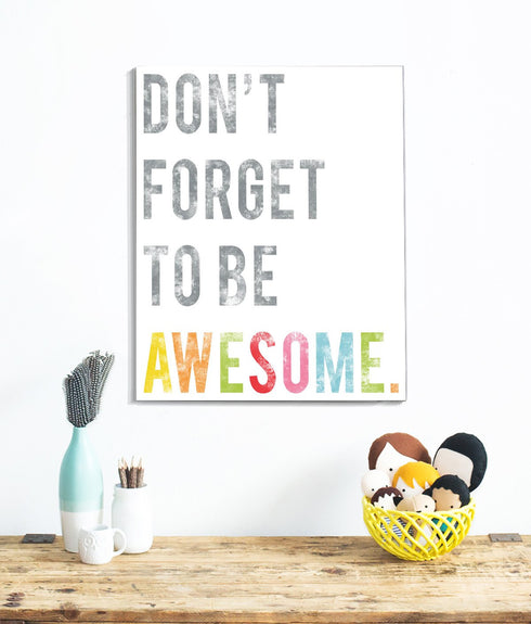 Children's Wall Art Print, Don't Forget to Be Awesome, 11x14, Kid's Room Decor