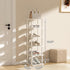 6 SHIISEWE White Bamboo Shoe Rack for Small Spaces Tier Tall Vertical Narrow Rack