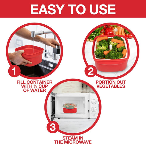 Microwave Cookware Steamer, 3 Piece Microwave Cooker with Food Container, Removable Strainer, BPA Free, 1.3 Liters