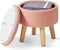 IBUYKE 13 Inch Foot Stool Ottoman with Storage, Round Small Foot Rest